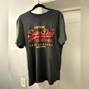Superdry Vintage Black Tee with Red and Yellow Print